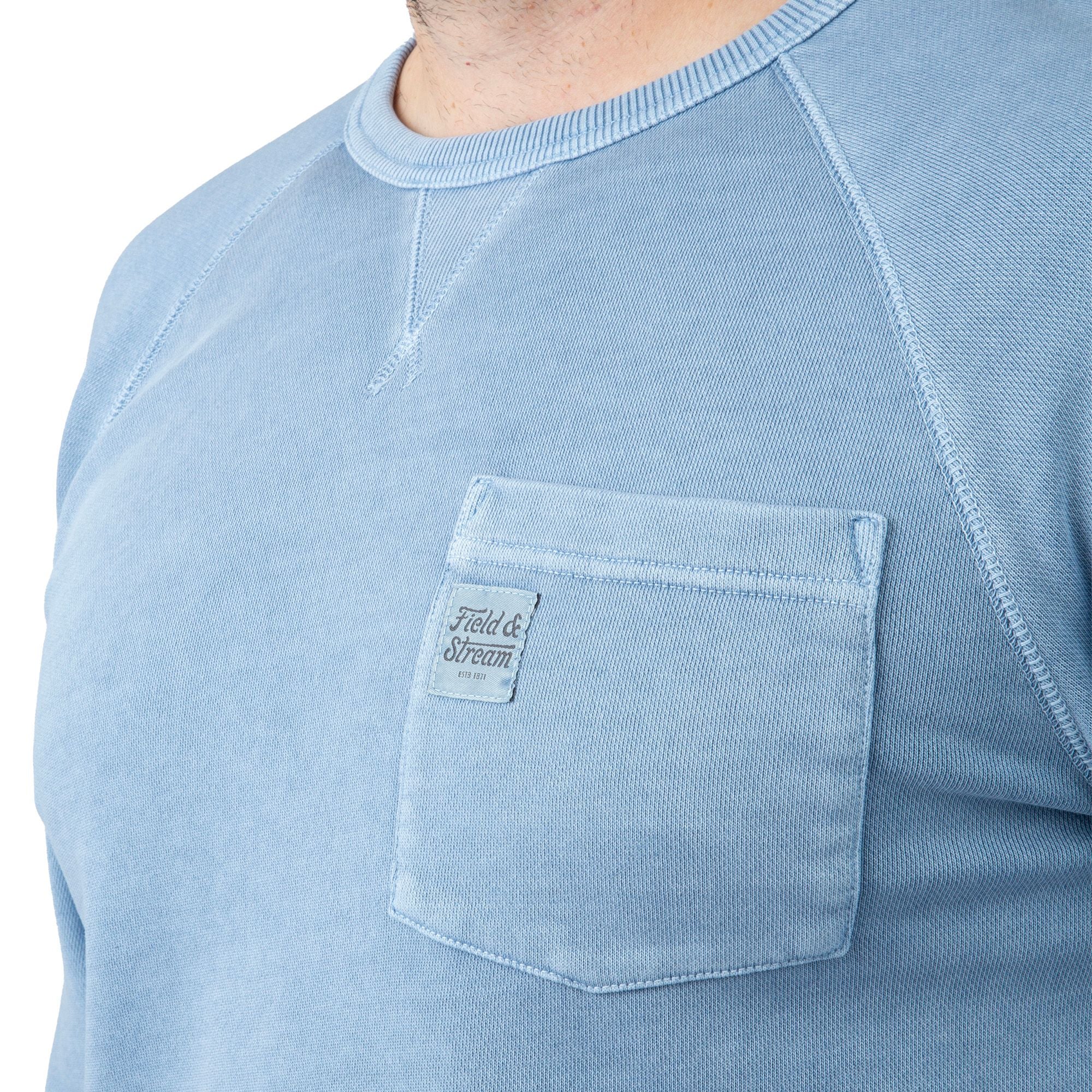 Light Blue - Men's Holloa French Terry Crew - Pocket