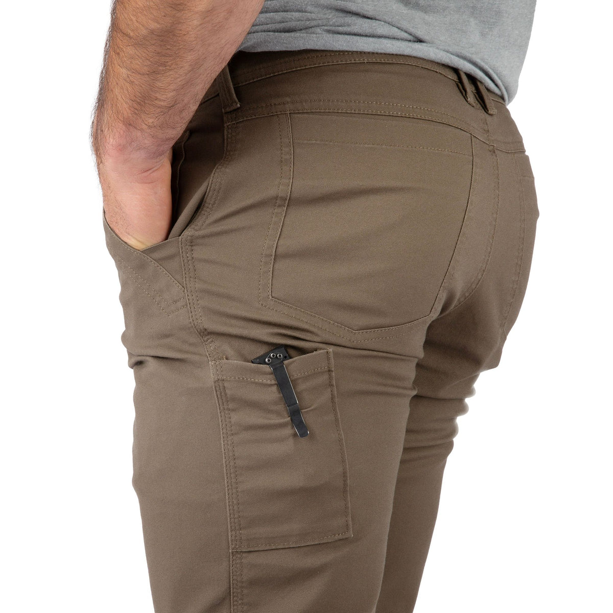 Brown - Men's Full Strut Canvas Stretch Pant - Left