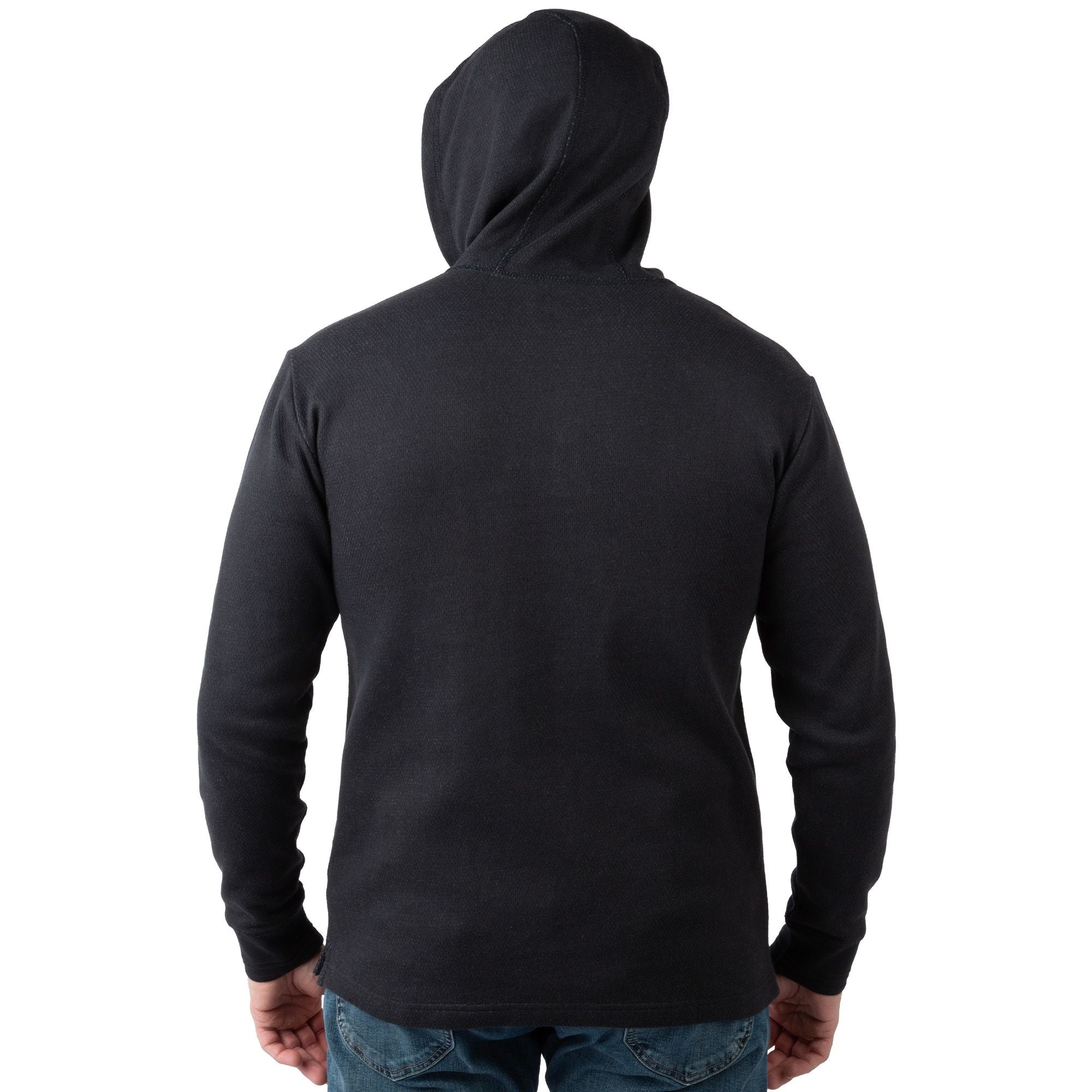 Black - Men's Double Reed Thermal Hoodie - Black