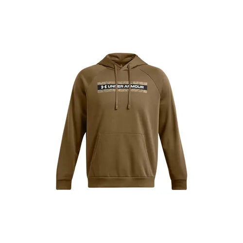 Coyote - Men's UA Rival Fleece Camo Chest Stripe Hoodie