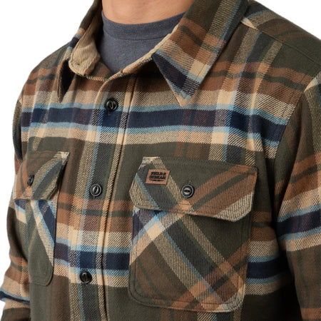 Olive Branch Plaid - Men's Bismuth Acrylic Plaid Flannel Shirt - Pocket
