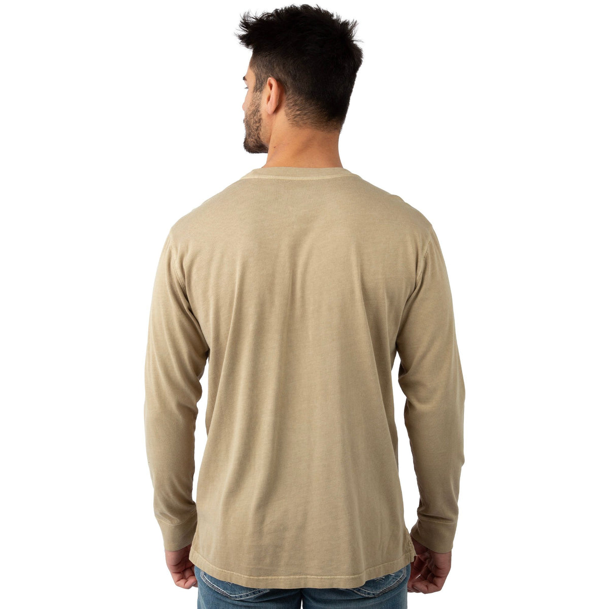 Khaki - Men's Flush Out Long Sleeve Pocket Tee - Back