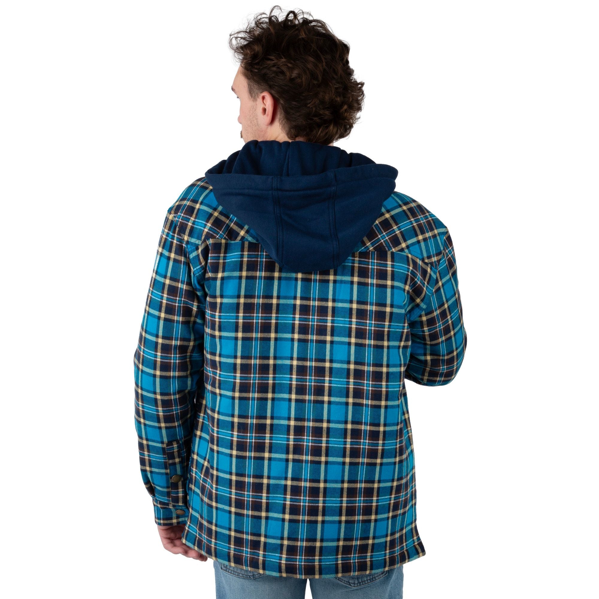 Trophy Plaid - Men's Decoy Hooded Flannel Shirt Jacket - Back