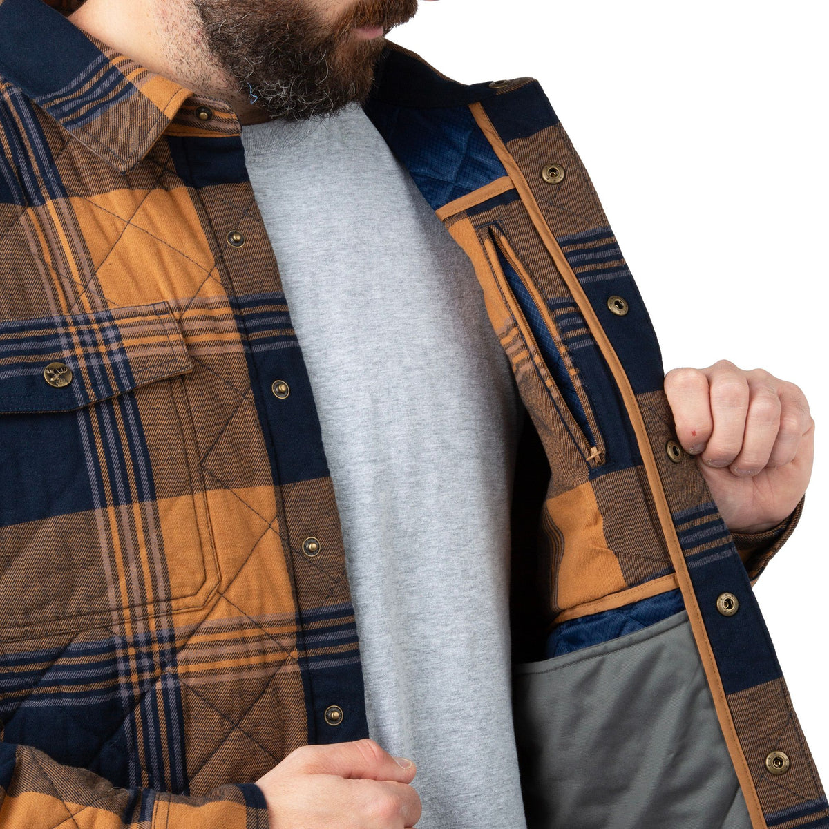 Goldenrod Plaid - Men's Tinkhamtown Quilted Shirt Jacket - Inside 2