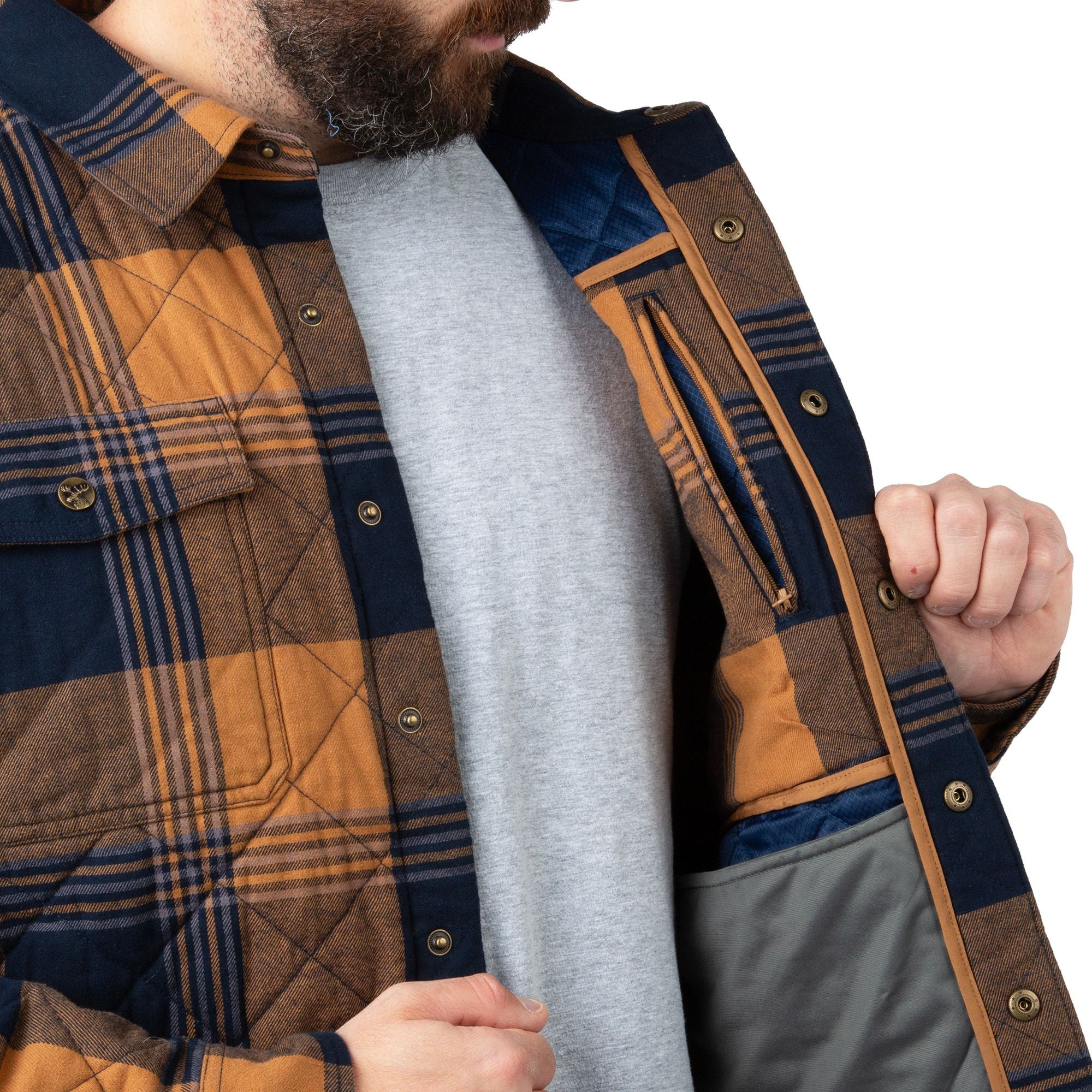 Goldenrod Plaid - Men's Tinkhamtown Quilted Shirt Jacket - Inside 2