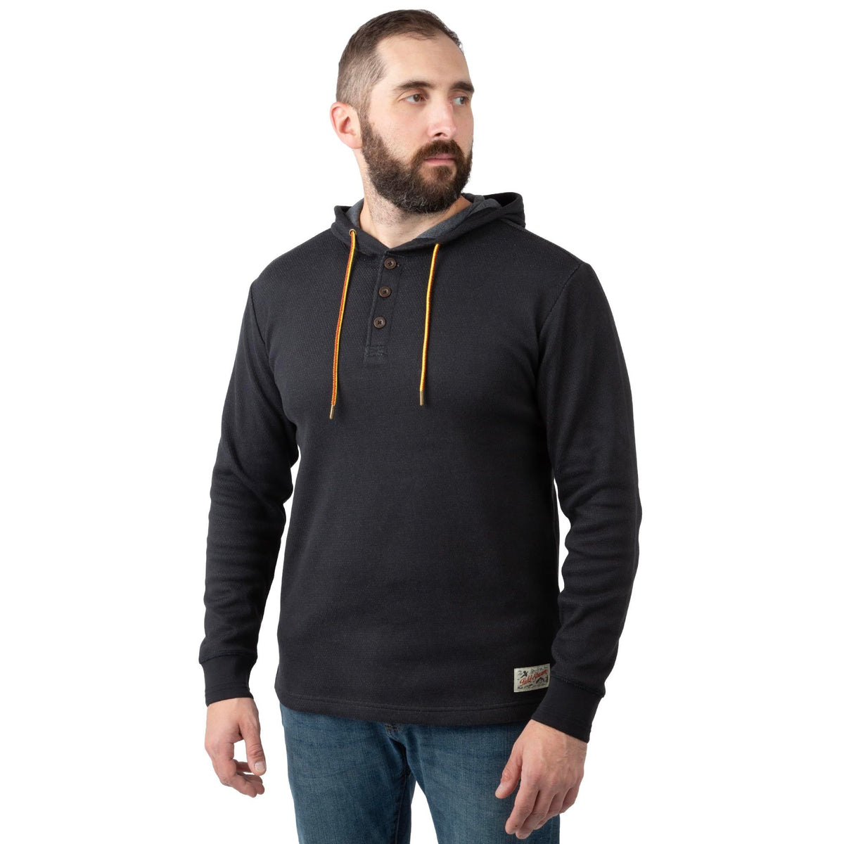 Black - Men's Double Reed Thermal Hoodie