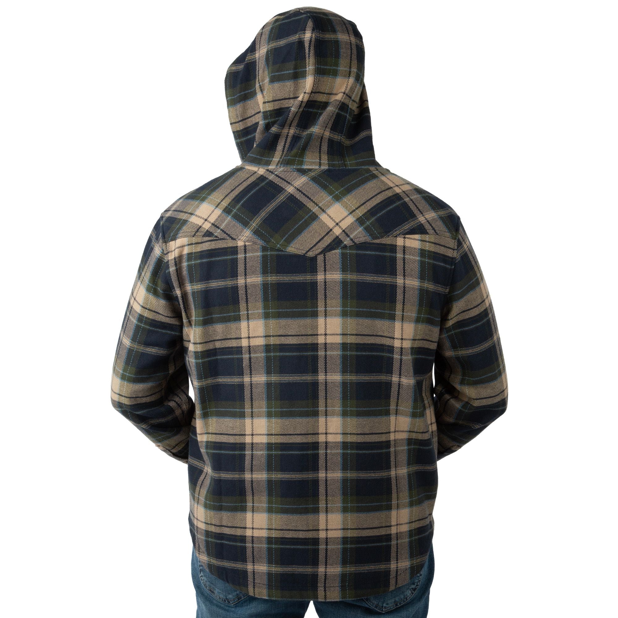 Mallard Plaid - Men's Raghorn Flannel Hoodie - Back