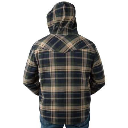 Mallard Plaid - Men's Raghorn Flannel Hoodie - Back