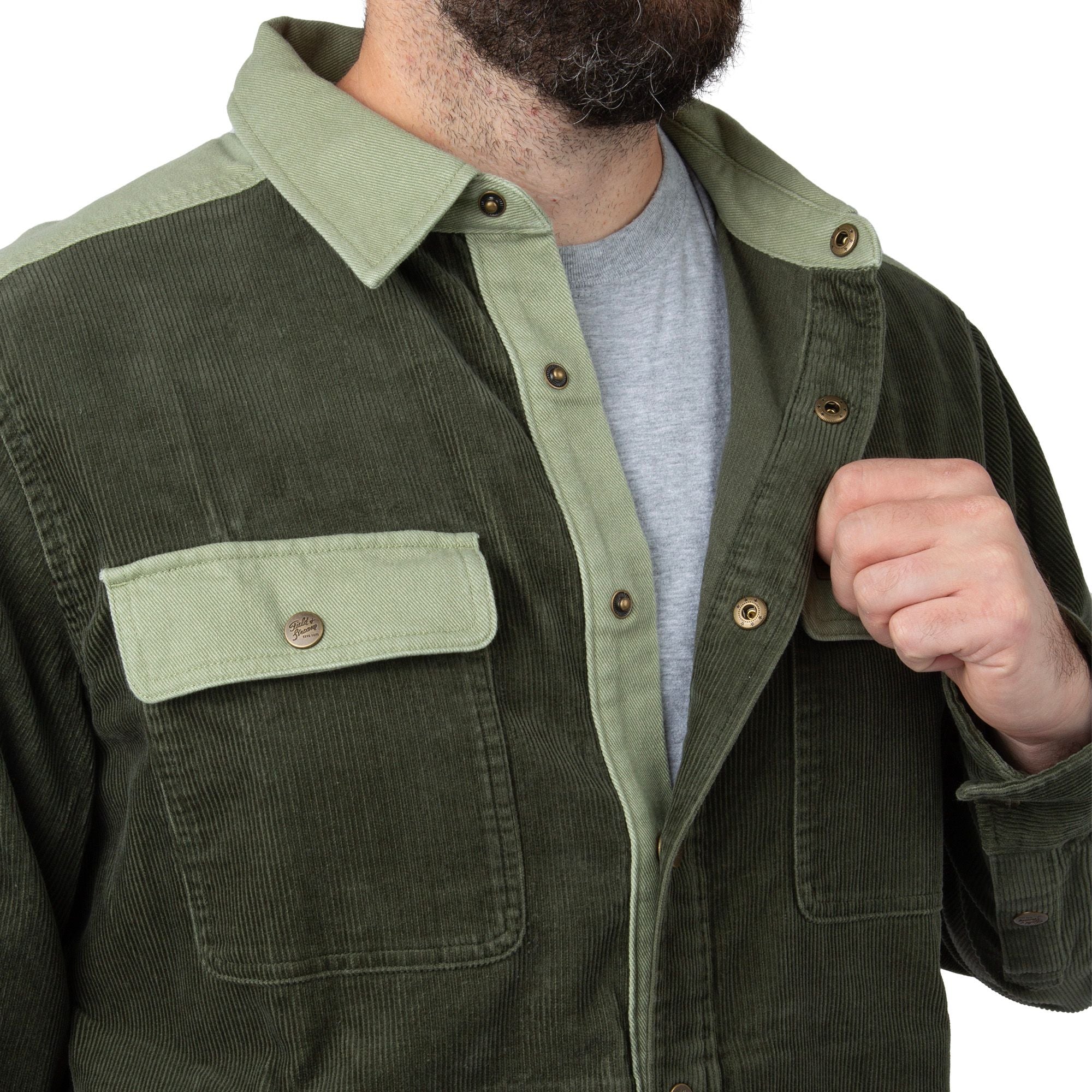 Army - Men's Tungsten Corduroy Shirt Jacket - Front Open