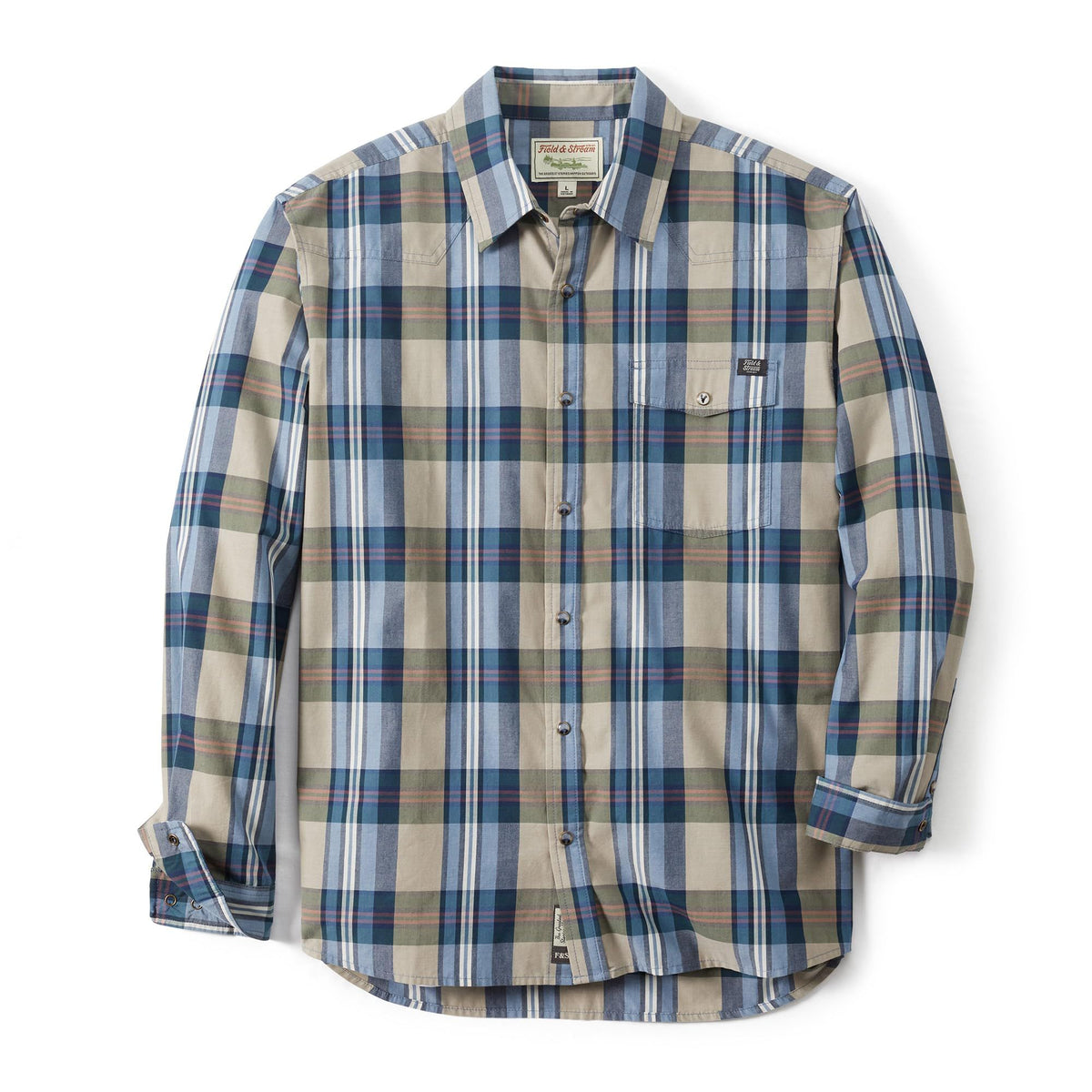 Seaside Plaid - Men's Covey Back Long Sleeve Casual Shirt