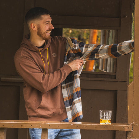 Brown - Men's Holloa French Terry Hoodie - Lifestyle2