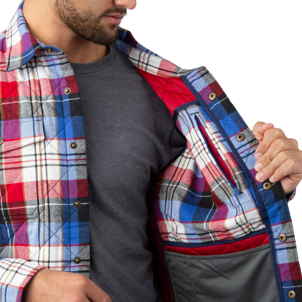 Patriot Plaid - Men's Tinkhamtown Quilted Shirt Jacket - Inside 2