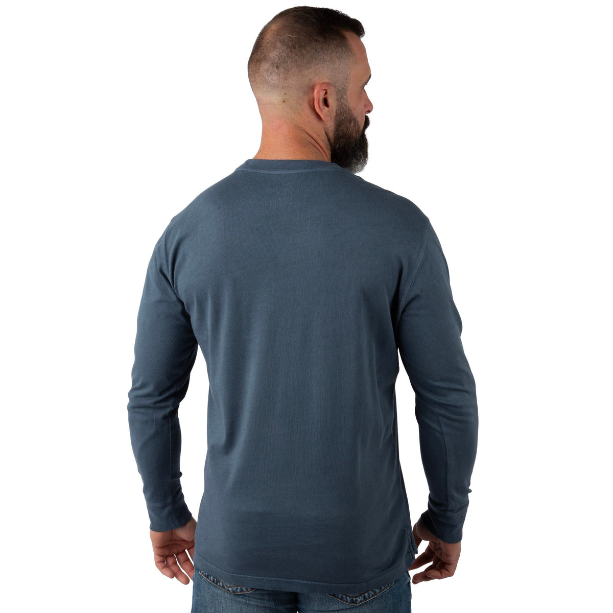 Navy - Men's Flush Out Long Sleeve Pocket Tee -Back