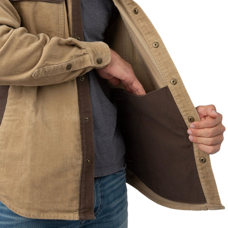 Khaki - Men's Tungsten Corduroy Shirt Jacket - Inside Pocket
