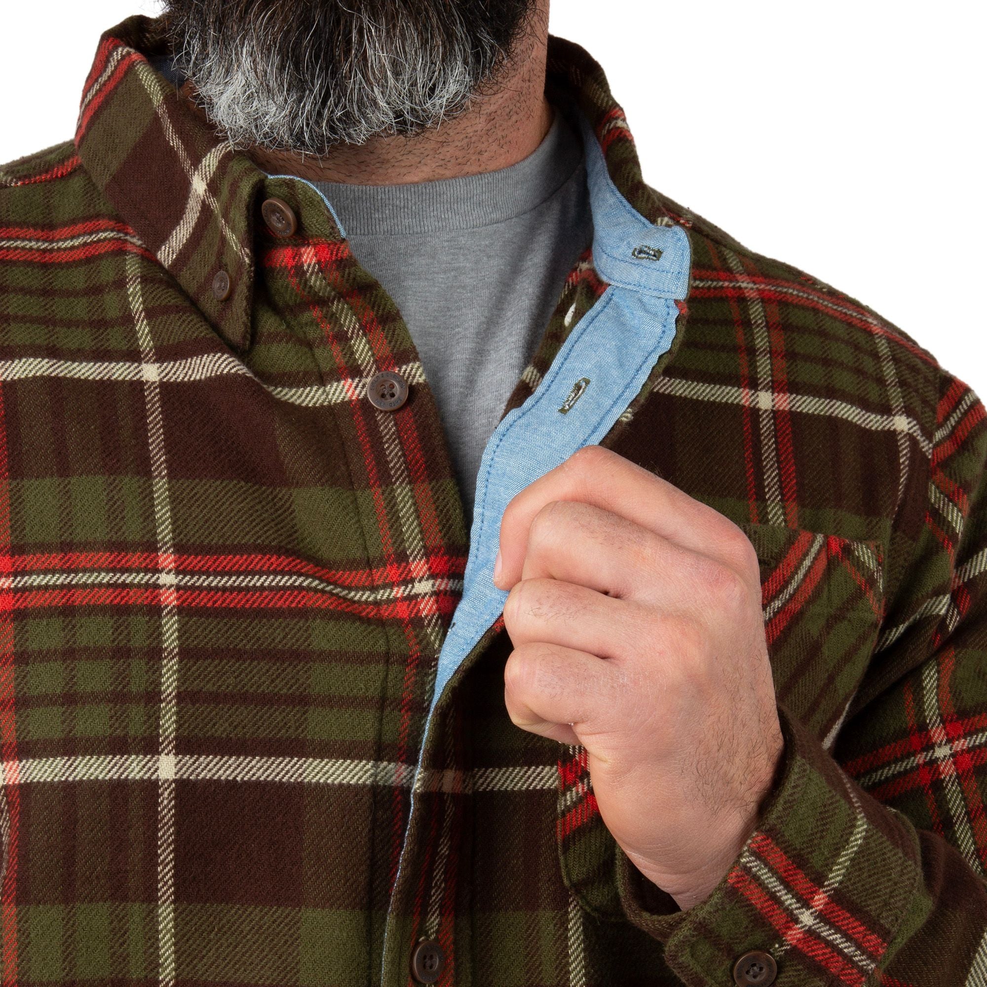 Pond Water Plaid - Men's Opening Day Flannel Shirt - Collar
