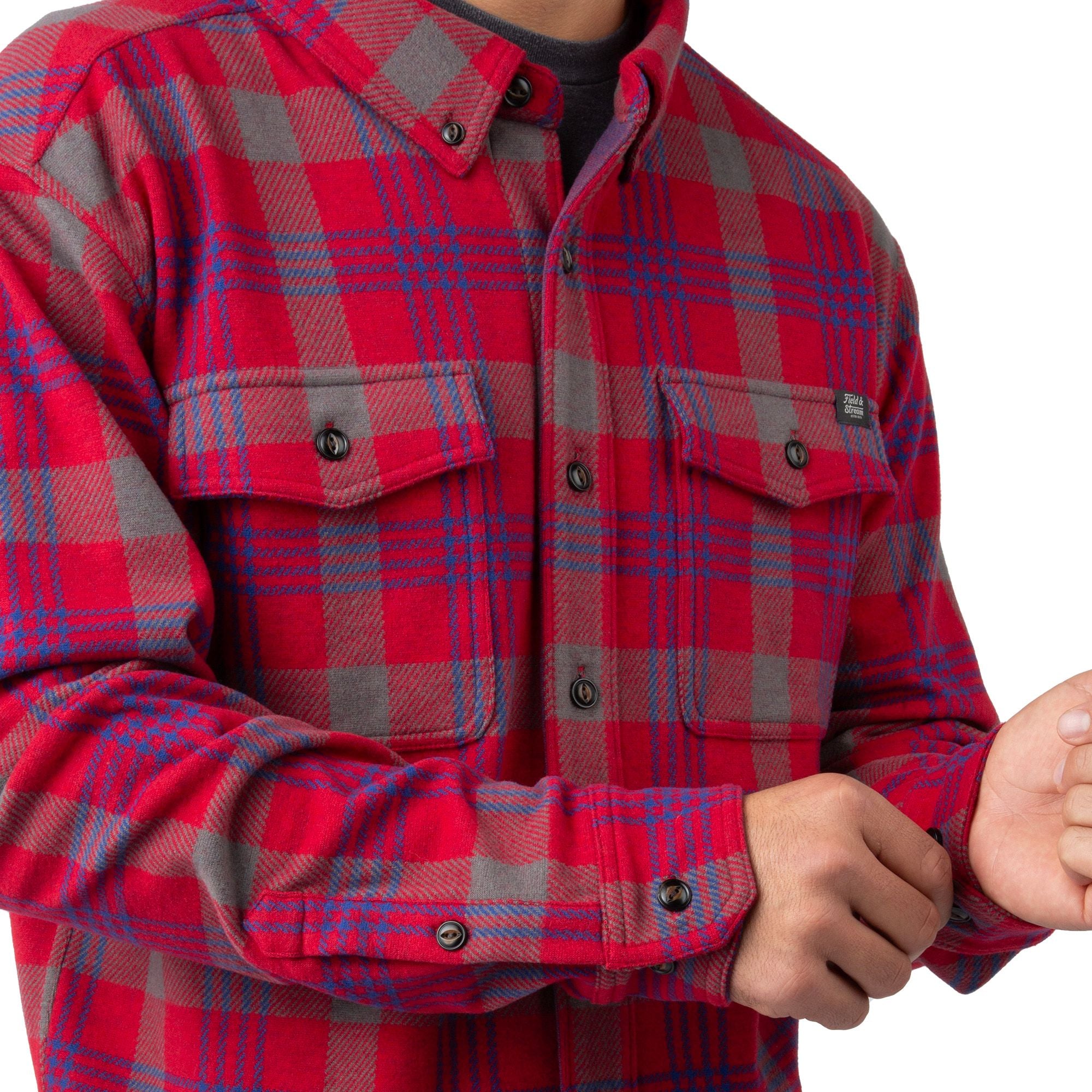 Cunningham Plaid - Field & Stream Men's Bushveldt Plaid Knit Shirt - Sleeves