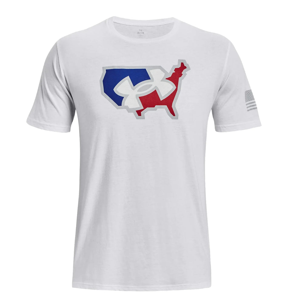 White - UA Freedom Big Flag Logo Lockup T-Shirt