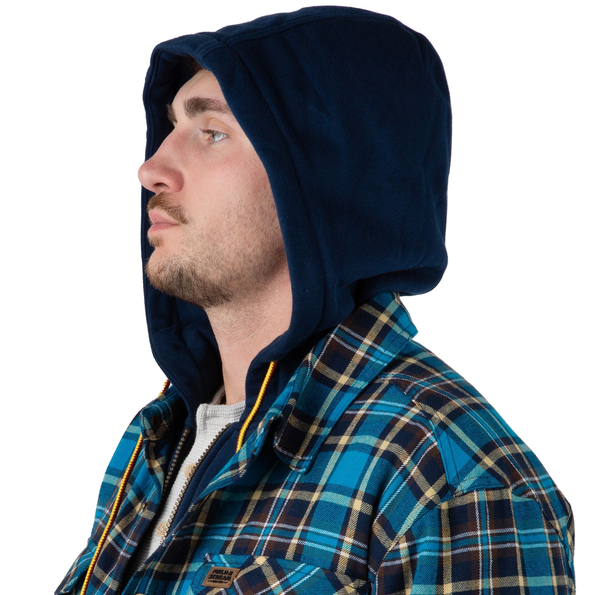 Trophy Plaid - Men's Decoy Hooded Flannel Shirt Jacket - Hood