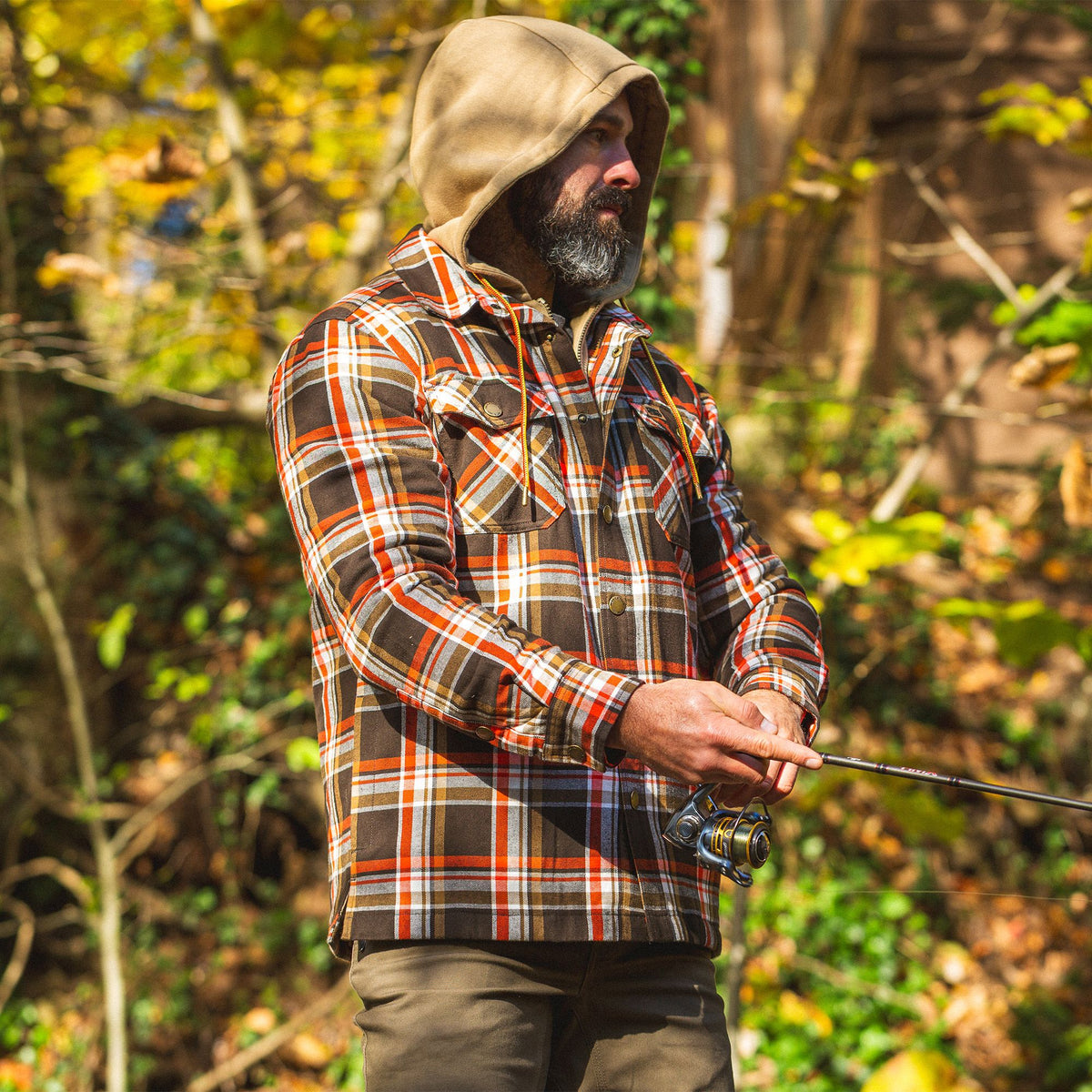 Tracker Plaid - Men's Decoy Hooded Flannel Shirt Jacket - Lifestyle1