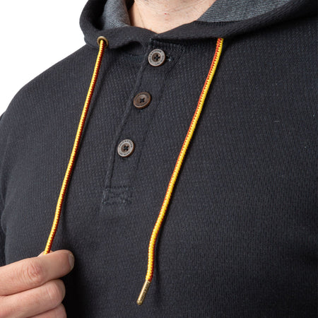 Black - Men's Double Reed Thermal Hoodie - Close