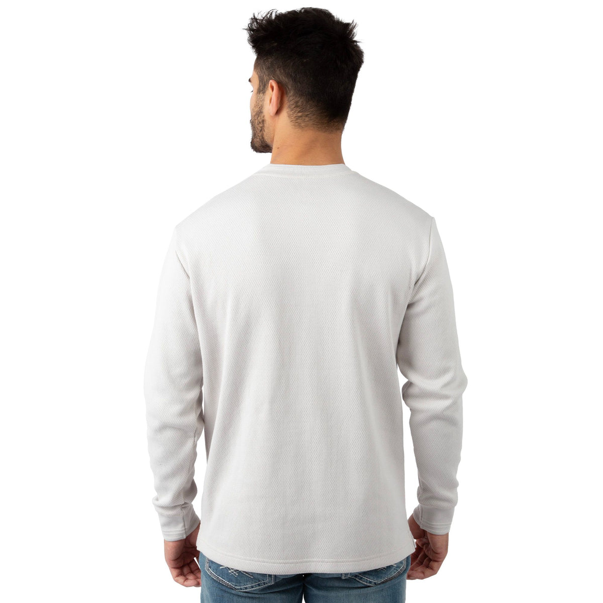 Oatmeal - Men's Double Reed Thermal Henley - Back