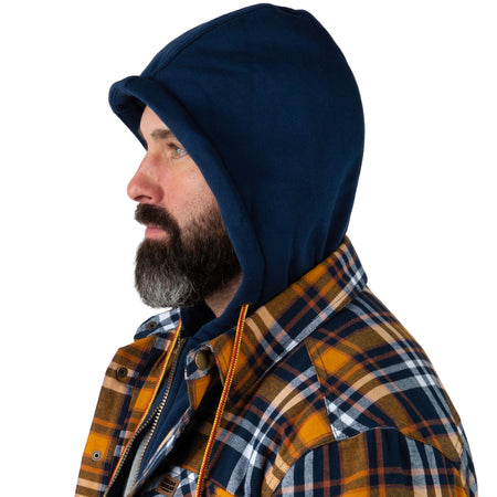 Harvest Plaid - Men's Decoy Hooded Flannel Shirt Jacket - Hood