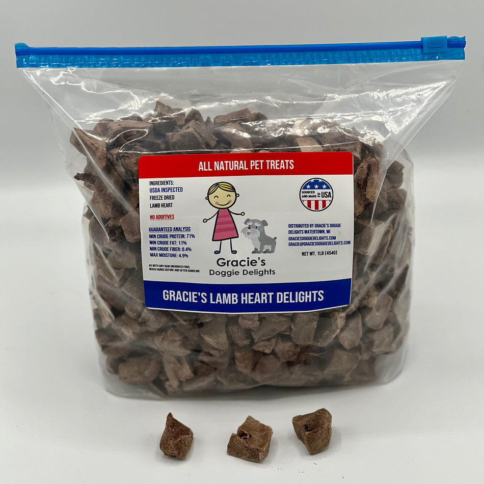 Gracie's Lamb Heart Delights Freeze Dried Dog Treats