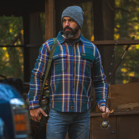 Northern Pine Plaid - Men's Hardwood Heavyweight Flannel Shirt - Lifestyle1