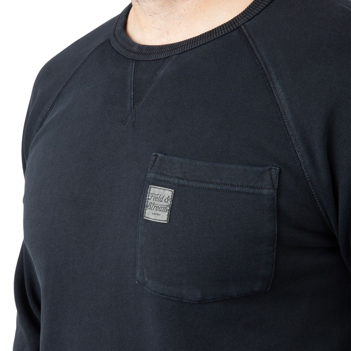 Black - Men's Holloa French Terry Crew - Pocket