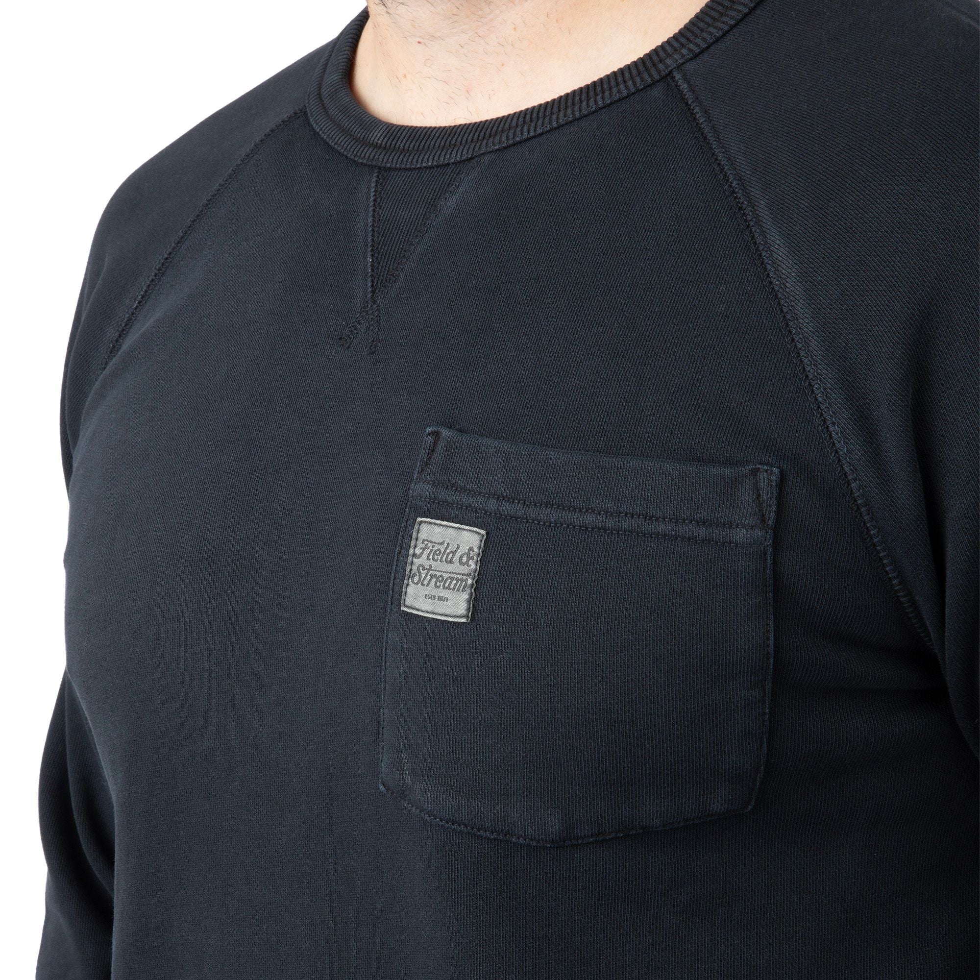 Black - Men's Holloa French Terry Crew - Pocket