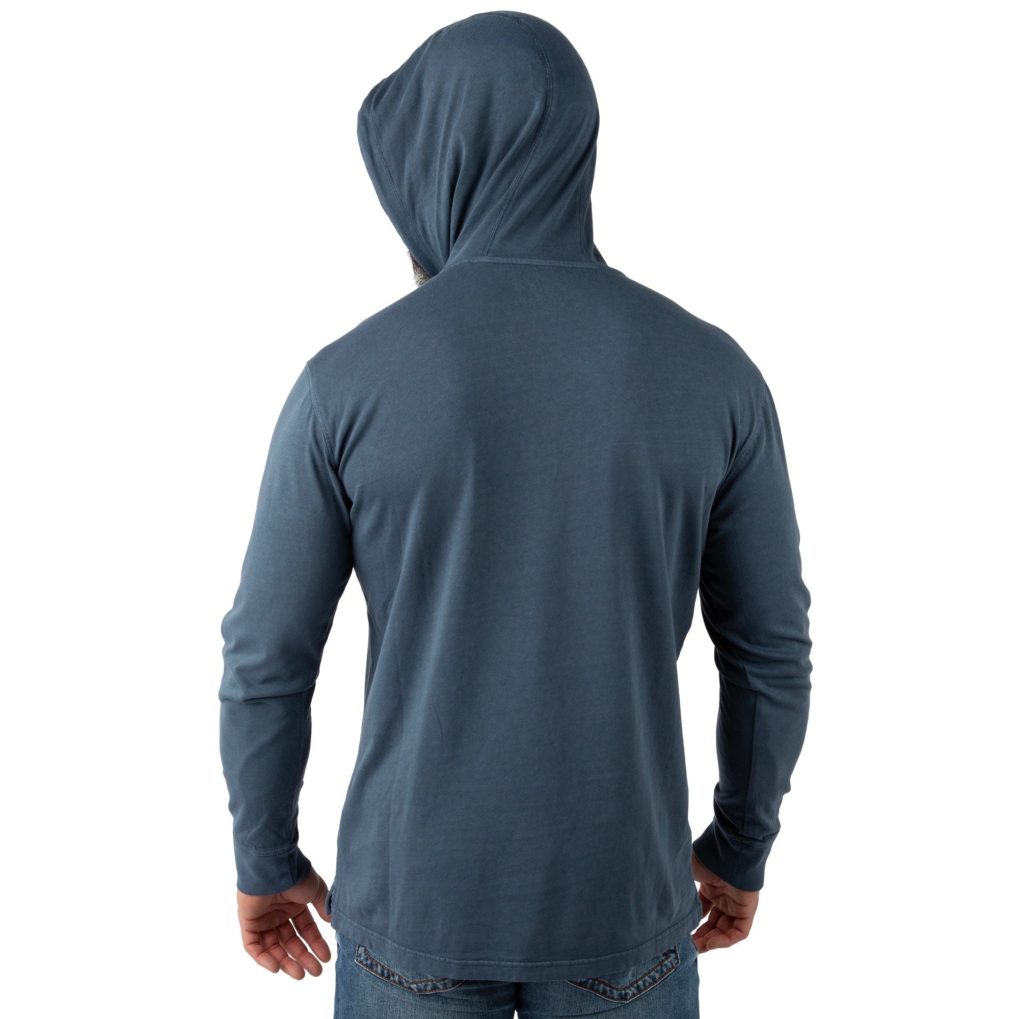 Navy - Men's Flush Out Long Sleeve Hoodie - Back