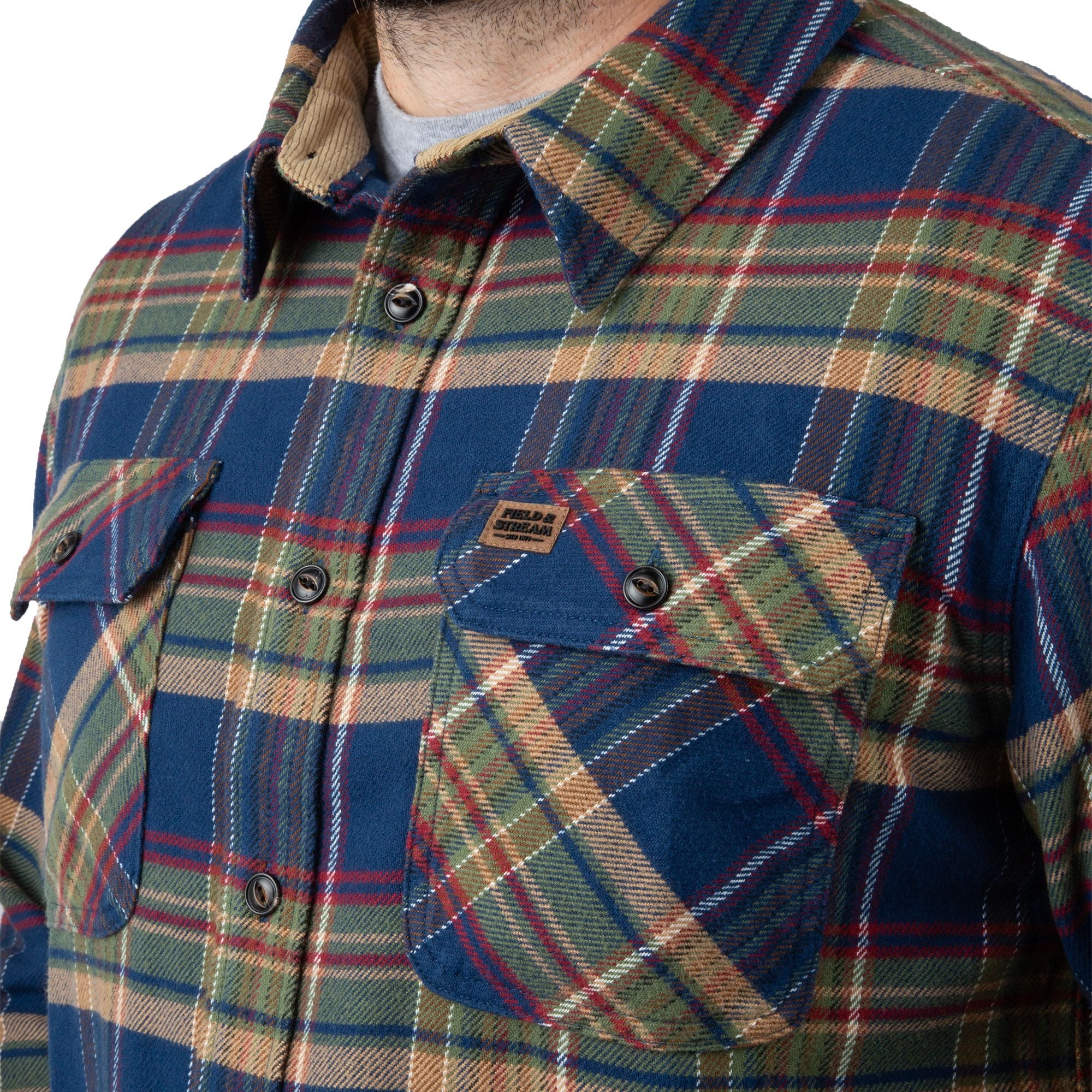 Lodge Plaid - Men's Bismuth Acrylic Plaid Flannel Shirt - Pocket