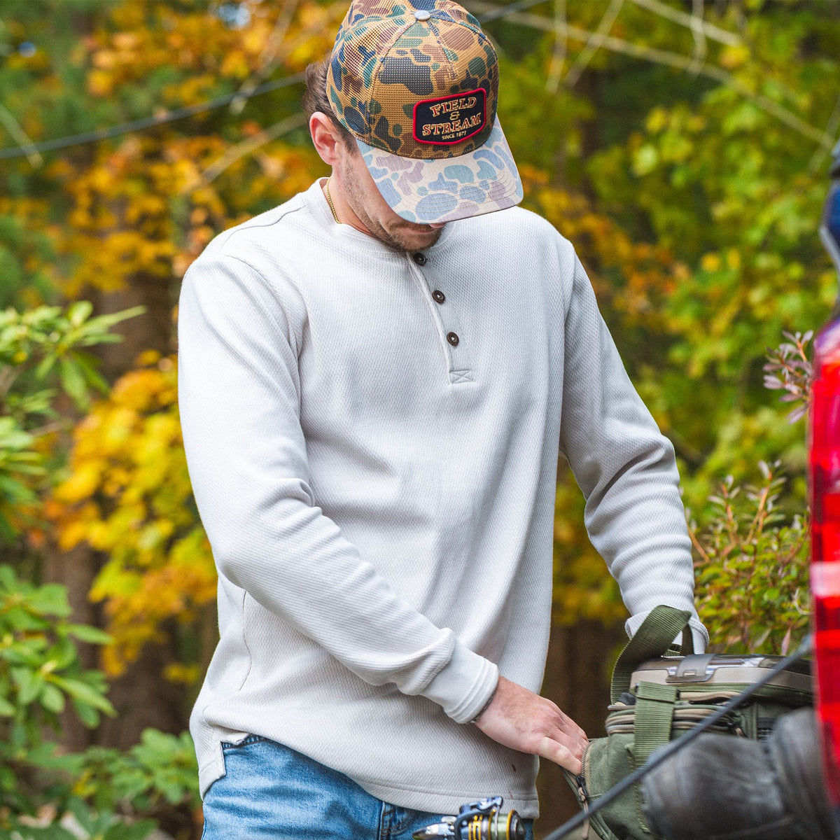 Oatmeal - Men's Double Reed Thermal Henley - Lifestyle2