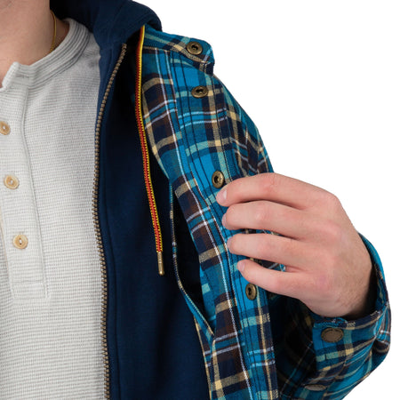 Trophy Plaid - Men's Decoy Hooded Flannel Shirt Jacket - Close