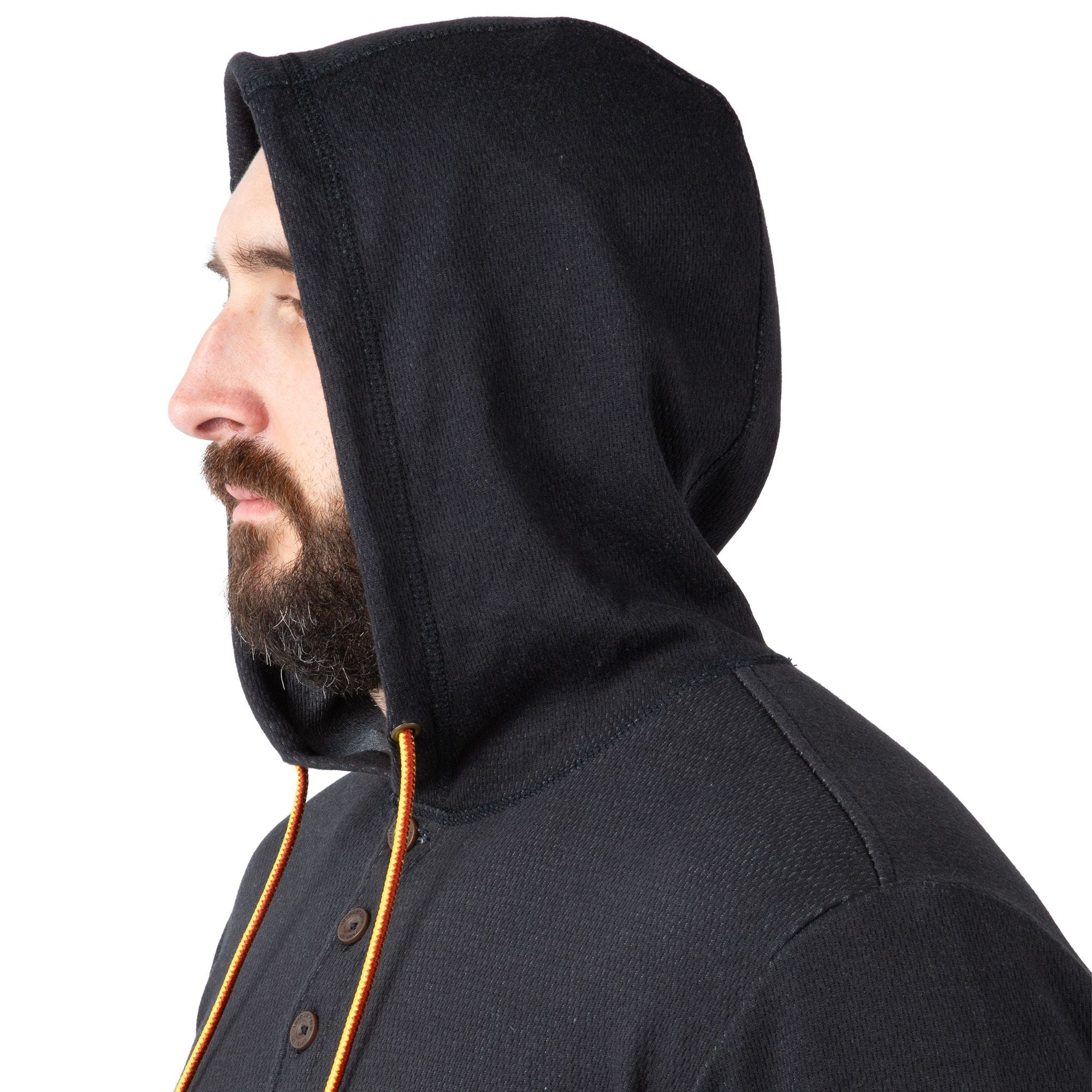 Black - Men's Double Reed Thermal Hoodie - Hood