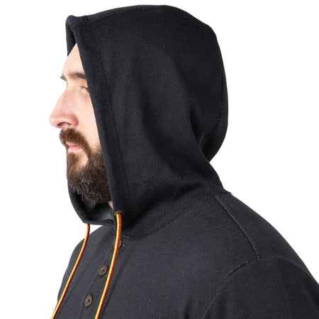 Black - Men's Double Reed Thermal Hoodie - Hood