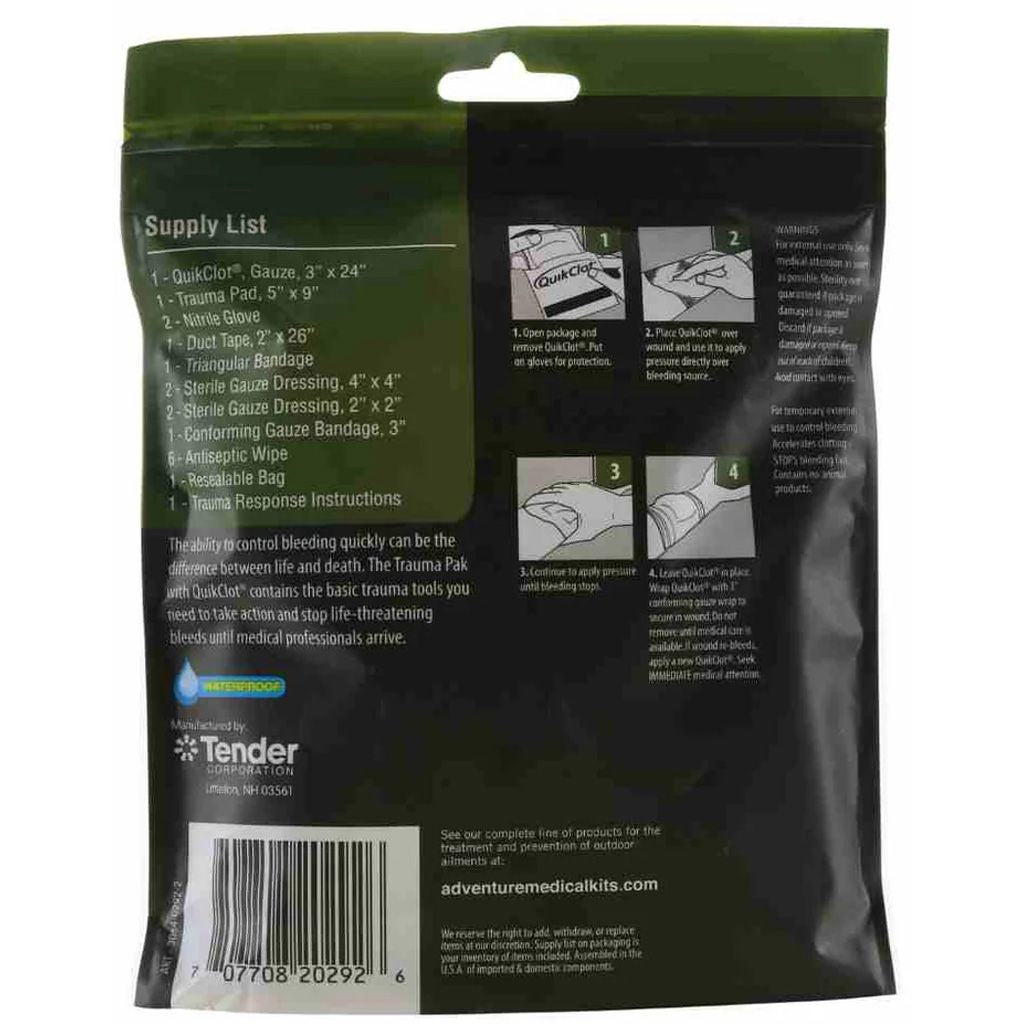 Adventure Trauma Pak First Aid Kit with QuikClot - Back View