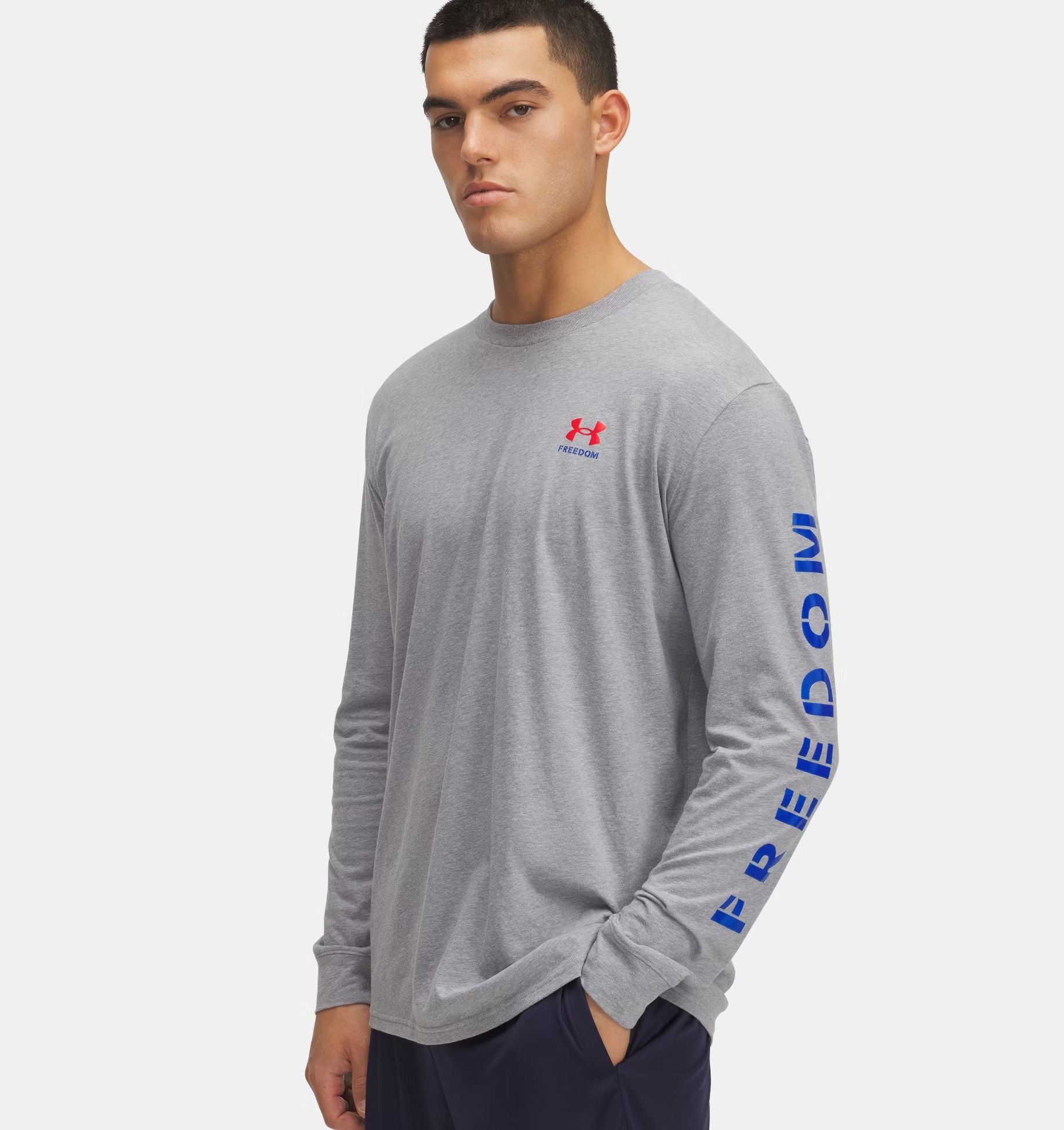 Gray - Freedom Flag LS T-Shirt