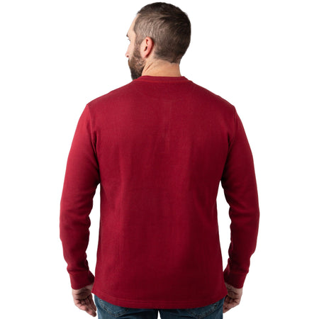 Cranberry - Men's Double Reed Thermal Henley - Back