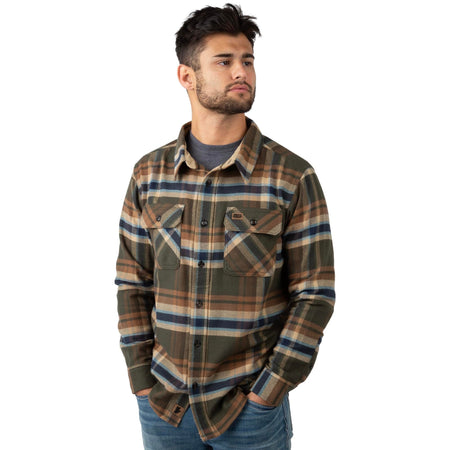 Olive Branch Plaid - Men's Bismuth Acrylic Plaid Flannel Shirt
