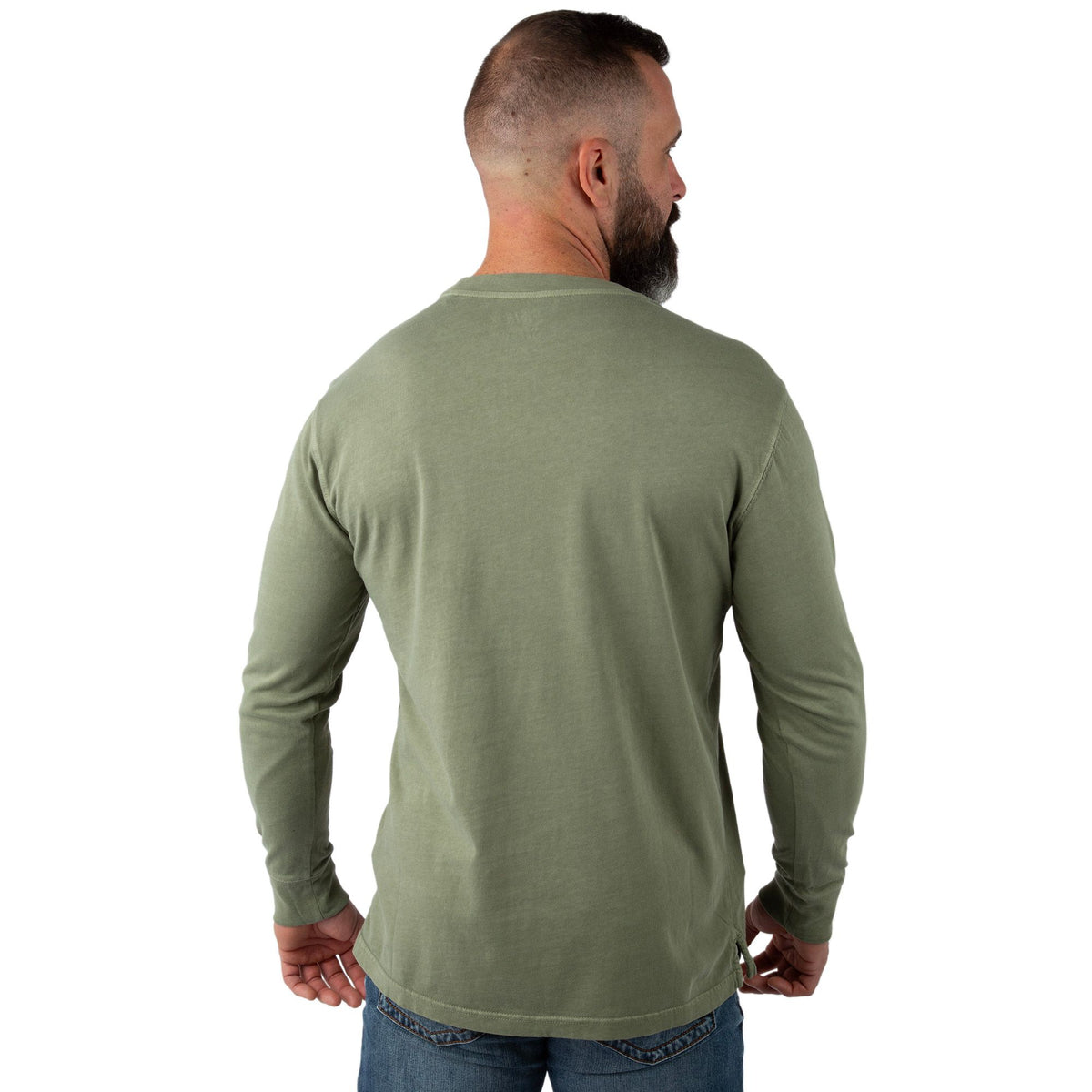 Light Olive - Men's Flush Out Long Sleeve Pocket Tee - Back