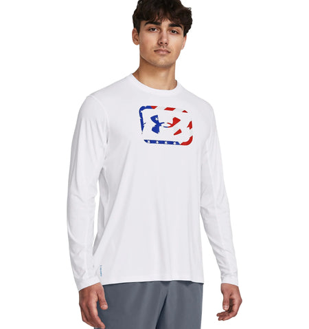 White - Men's UA Fish Pro Freedom Long Sleeve T-Shirt