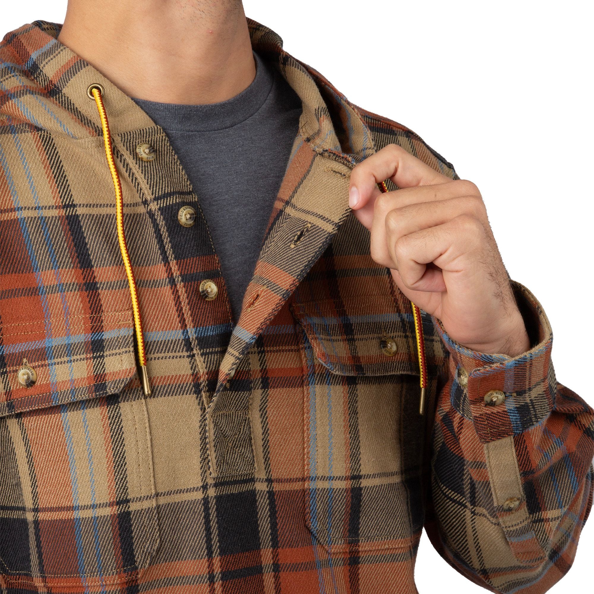 Sam's Plaid - Men's Raghorn Flannel Hoodie - Collar