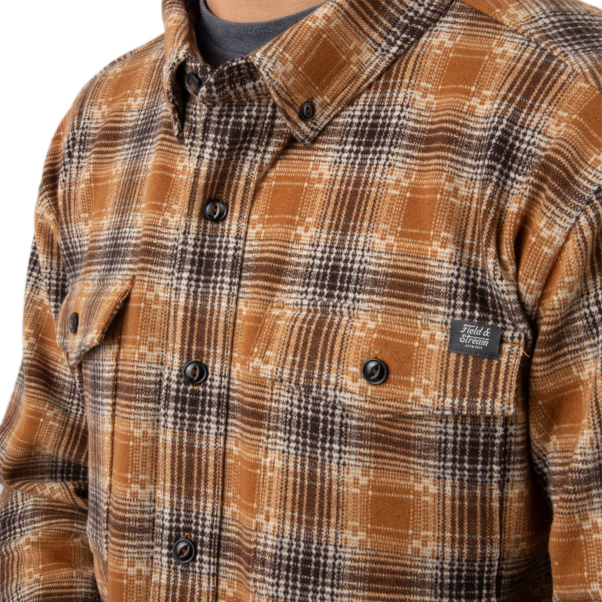 Good Times Plaid - Field & Stream Men's Bushveldt Plaid Knit Shirt - Pocket