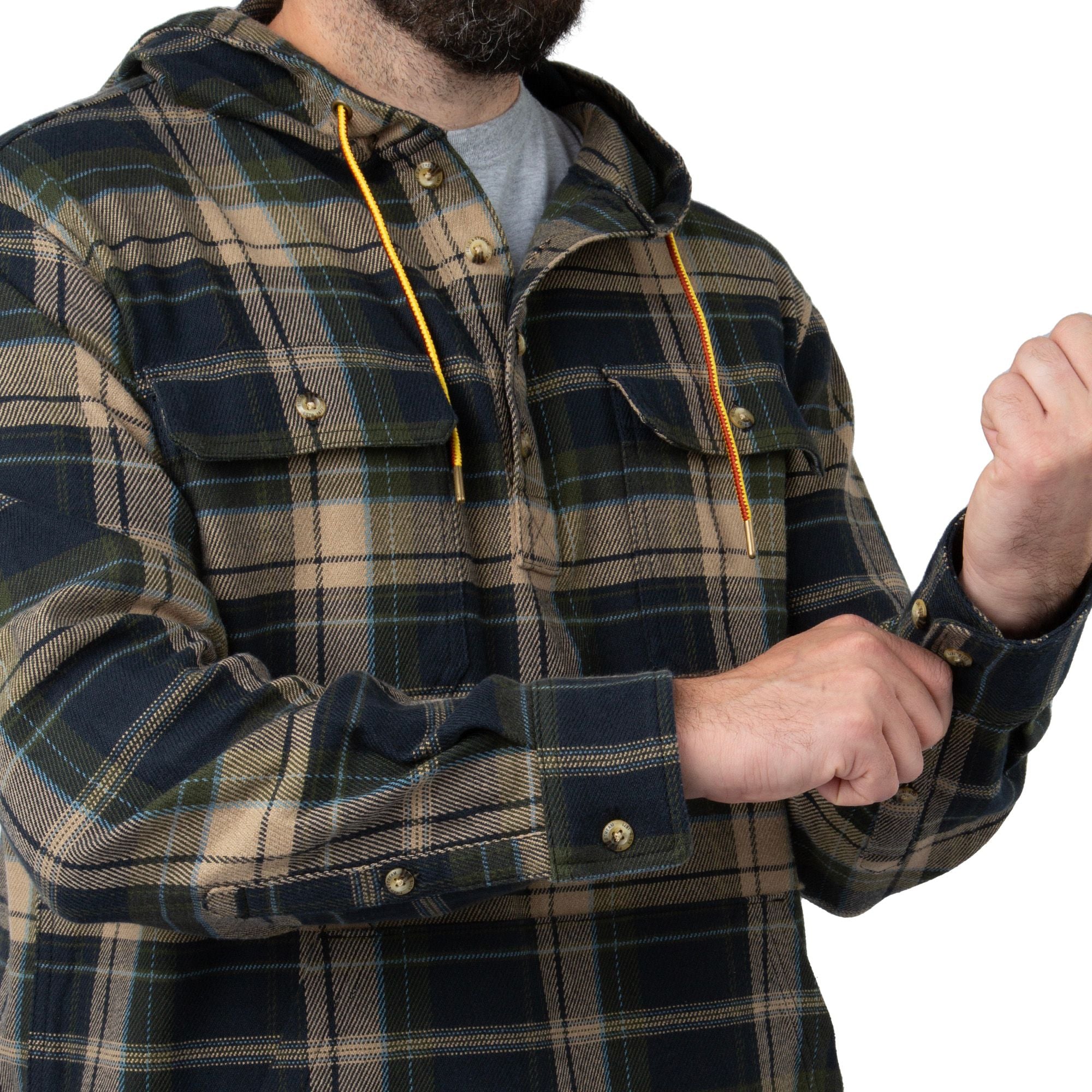 Mallard Plaid - Men's Raghorn Flannel Hoodie - Sleeve