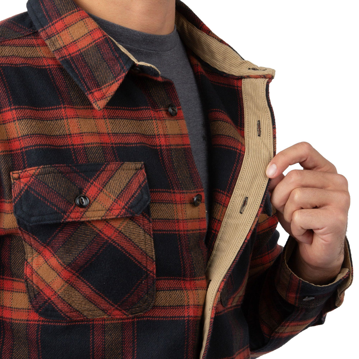October Plaid - Men's Bismuth Acrylic Plaid Flannel Shirt - Collar