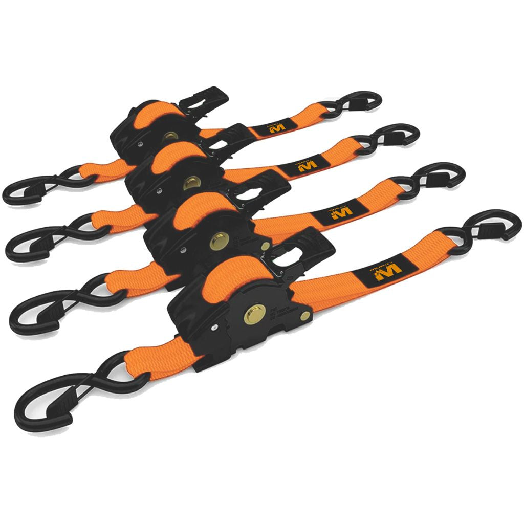 Muddy Retractable Ratchet Straps - 1 In x 10ft - 4 Pack