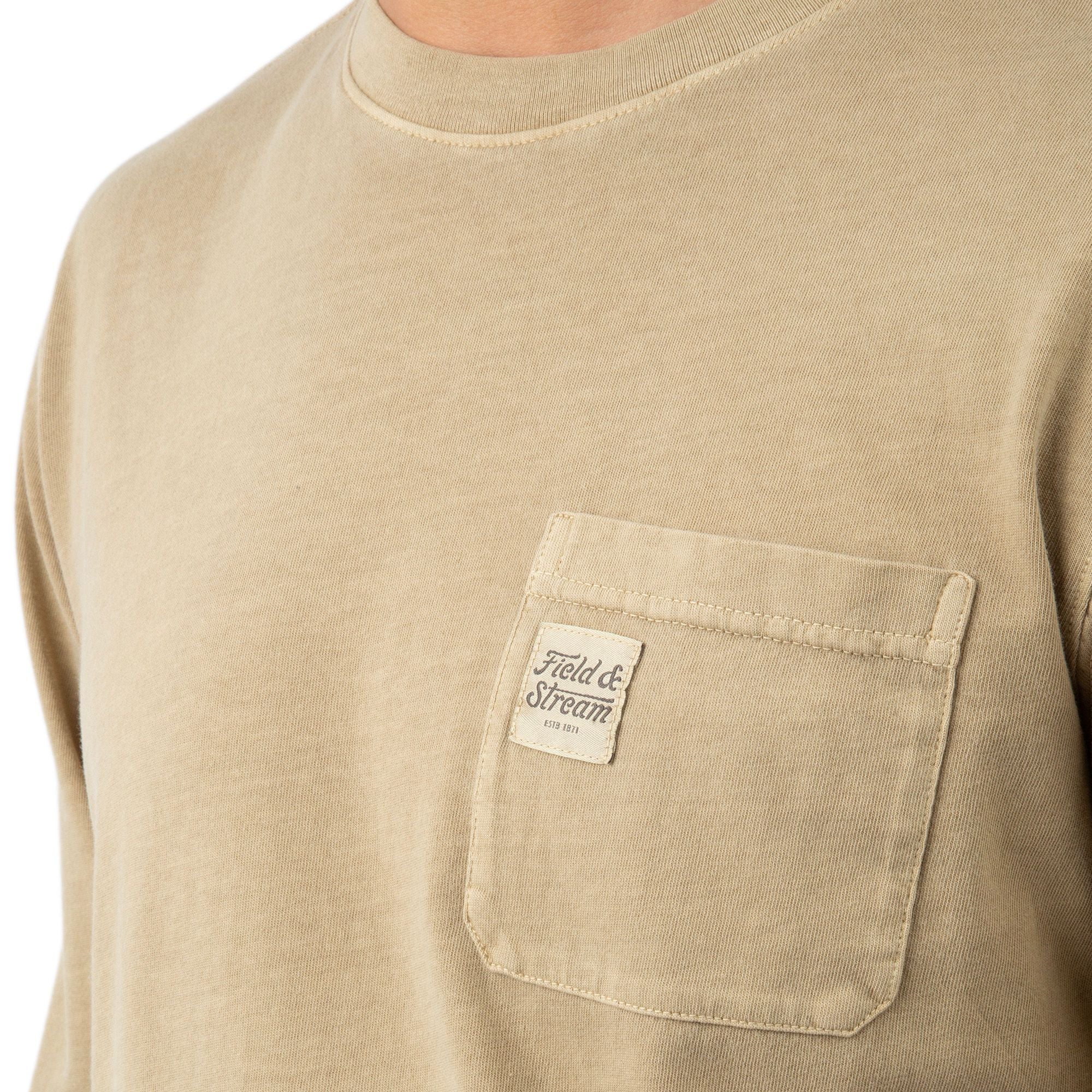 Khaki - Men's Flush Out Long Sleeve Pocket Tee - Pocket