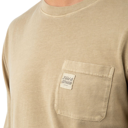 Khaki - Men's Flush Out Long Sleeve Pocket Tee - Pocket