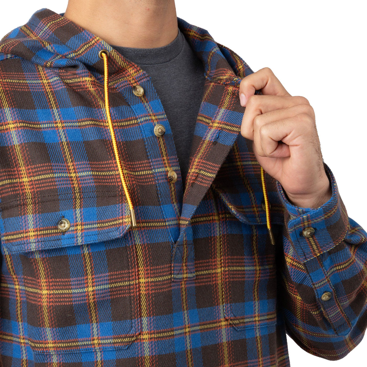 Uncle Robert's Plaid - Men's Raghorn Flannel Hoodie - Collar